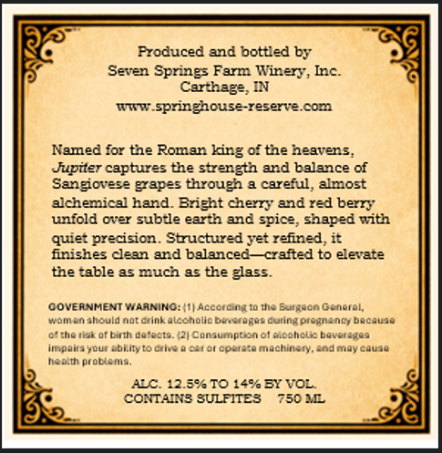 Jupiter back label
