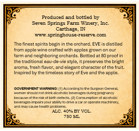 EVE Apple Brandy back label